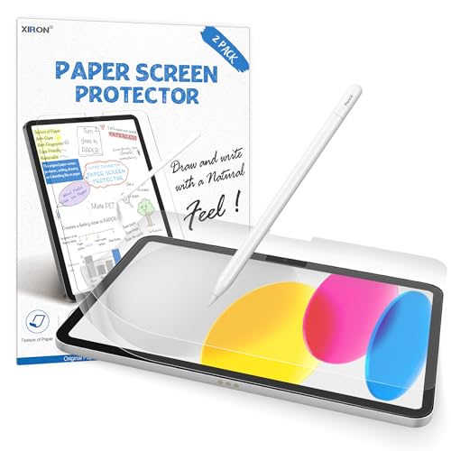 XIRON 2 PACK Paper Screen Protector for iPad 10th Generation 2022(10.9 Inch), Matte PET Film for iPad 10.9-inch (10th generation), Write and Draw Like on Paper, Anti-Glare Screen Protector