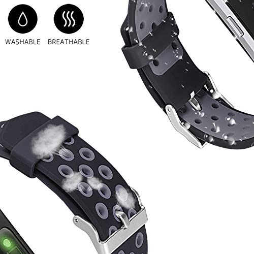 Neuvikter Pulseira esportiva de silicone ajustável de substituição de duas cores com orifício respir