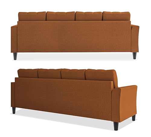 Image of Adorn India Maddox Tufted L Shape 5 Seater Sofa Set RHS (Rust) (3 Year Warranty)
