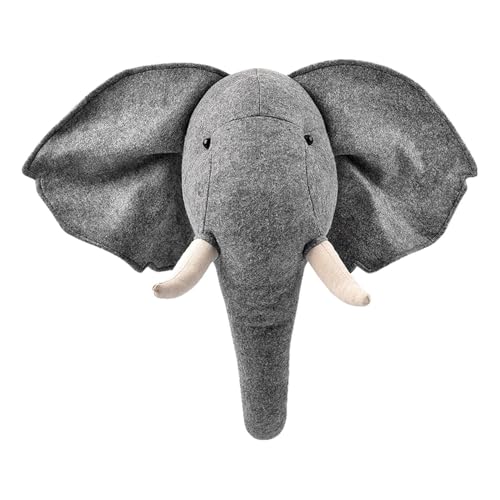 Décoration murale en forme de tête d'éléphant, tête d'animal en peluche, décoration murale, tête d'éléphant, décoration de chambre, décoration à...
