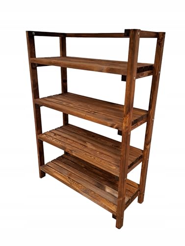 HolzGarden Holzregal Stehend 86x120x35 cm Schwerlastregal bis 320 kg Standregale Imprägniert Kiefer Holz Kellerregal Ablagengarage Küchenregal Farbe Teak HolzGarden Holzregal Stehend 86x120x35 cm Schwerlastregal bis 320 kg Standregale Imprägniert Kiefer Holz Kellerregal Ablagengarage Küchenregal Farbe Teak