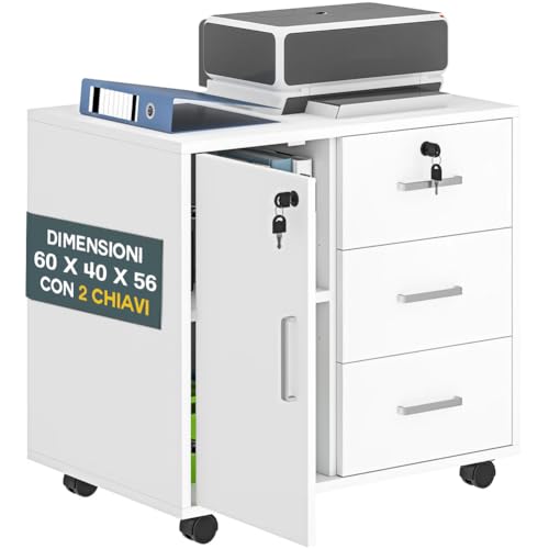 Ottimizza l’organizzazione del tuo ufficio con lo schedario, una soluzione pratica e sicura per archiviare documenti e accessori da lavoro. Con tre cassetti spaziosi e un armadietto con serratura, offre un sistema di archiviazione versatile e protetto, perfetto per tenere al sicuro fascicoli riservati e oggetti personali.