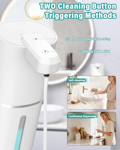 Dalugo Seifenspender Automatisch Wandbefestigung, 380mL Schaumseifenspender mit Kontinuierliche Schaumbildung, USB-C Wiederaufladbar Elektrischer Seifenspender Wasserdicht für Küche Badezimmer