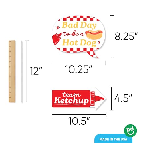 Funny Hot Dog Birthday - Summer BBQ Photo Booth Prop Kit, DIY Setup - 10pc by Big Dot of Happiness - Used condition - Image 4
