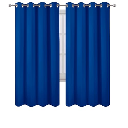Image of LEMOMO Blackout Curtains 66 x 72 Inch Long Royal Blue Curtains Set of 2 Panels Room Darkening Curtains for Bedroom and Living Room