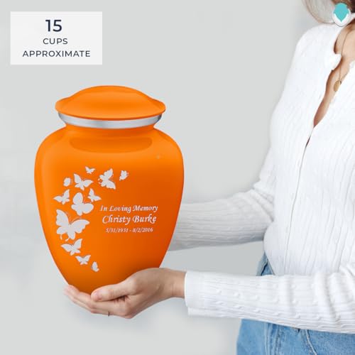 Image of Geturns - Adult Custom Butterfly Cremation Urns for Human Ashes I Burnt Orange Large Funeral Urn for Female and Male I 200 lbs
