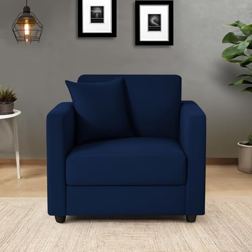 Image of Tiya | Upholstered Fabric Sofa 1 - Seater in Cool Cobalt Colour | 3 Year Warranty DIY (Do it Yourself)