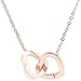 Produktbild CKAWM Halskette Einfache Rose Gold Titanium Stahl Doppelherz Halskette Weibliche Schlüsselbeinkette