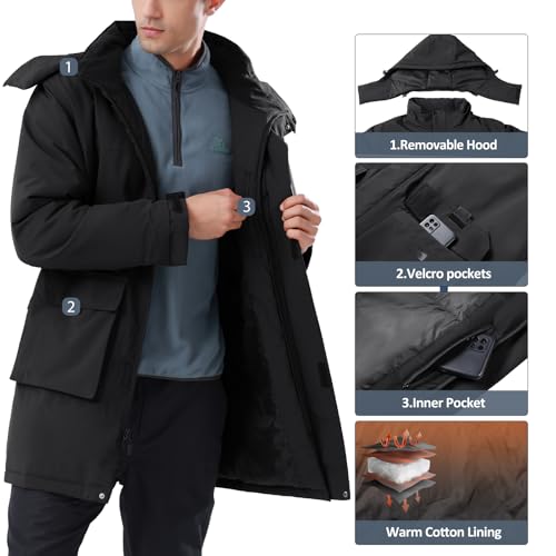CAMELSPORTS Mens Winter Coats Long Warm Jacket with Hood Casual Quilted Puffer Parka Windproof Jackets4