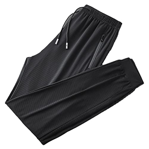Pantalon en soie glacée noire homme stretch pour le sport décontracté 3XL