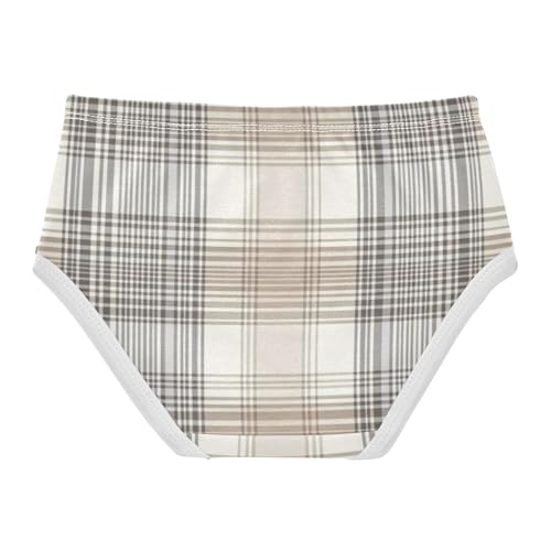 Brown Tartan Plaid Girls' Underwear for Daily Wear Comfort Color for Toddler in Sizes 2T,3T, 4T, 5T, 6Y and 8Y2