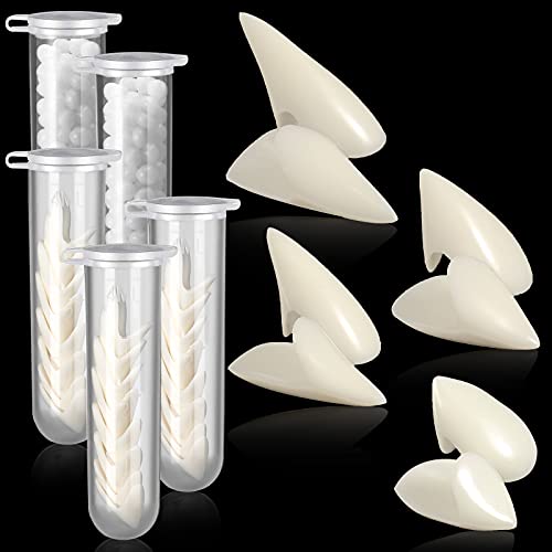 Sumind 9 Pieces Vampire Teeth Fangs Props Fake Teeth Halloween Vampire Dentures 4 Size Horror False Teeth with Vampire Teeth Glue for Halloween Party Favor Accessories Cosplay Decorations