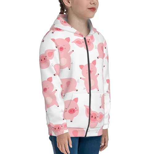 Kawaii Pigs Kid Hoodies Boys Zip Up Sweatshirts Girls Pullover with Pocket4
