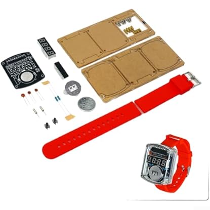 Foto di Kit fai da te con orologio a LED elettronico, set di esercizi di saldatura con display digitale, per principianti e educazione STEM (rosso)