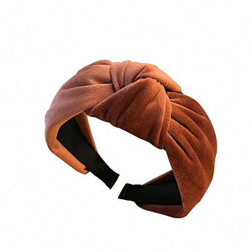 Simple Velvet Cross Hair Hoop Retro Middle Knot Wide Edge Headband (Caramel)