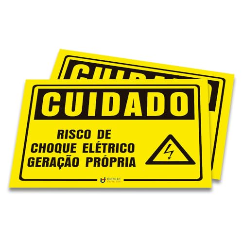 Placa Cuidado Risco De Choque Elétrico Geração Própria 230x180mm