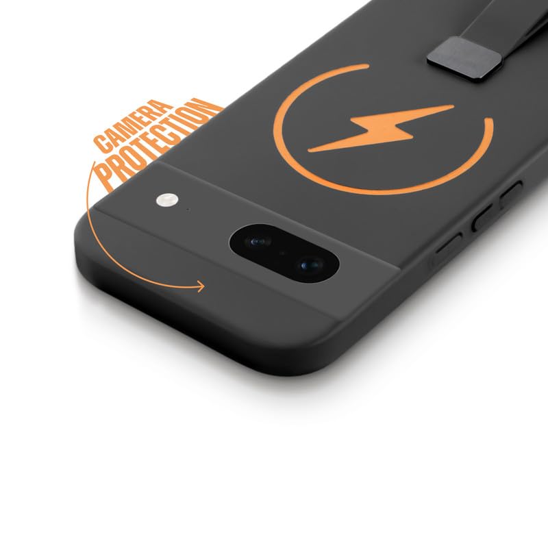 Image of Mr. Case Back Cover for Google Pixel 7 Compact and Stylish Silicon Finish Hard Back | Integrated Grip Strap | Wireless Charging Support - Black
