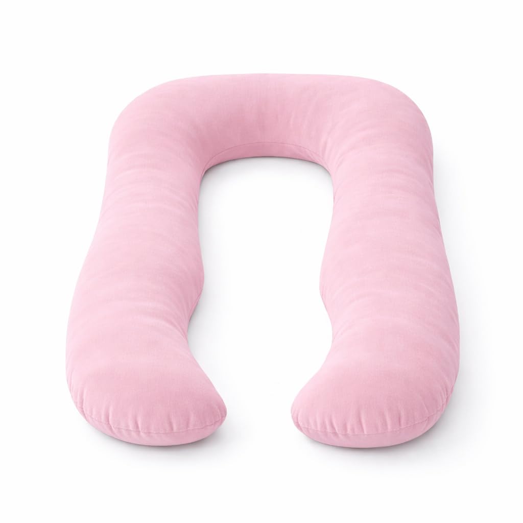 Warmland Pregnancy Pillow for Sleeping | Full Body Support Maternity Pillow | Memory Foam Filling | Removable Washable Cover | Back, Belly & Hip Support (Pink, U Shape)-image-1