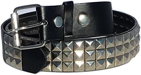 Dangerous Threads Black Studded Belt- 1 1/2" - Nickel Pyramid Studs - Punk, Goth