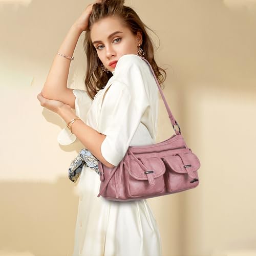 Image of Angel Kiss Hobo Purses for Women Crossbody Shoulder Bag Ladies Multi Pocket Handbags with Adjustable Shoulder Strap | Soft Vegan Leather