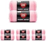 Red Heart Super Saver Jumbo Light Pink Yarn - 2 Pack of 10oz/283g - 100% Acrylic - #4 Worsted (Medium) - 482 Yards - Knitting/Crochet