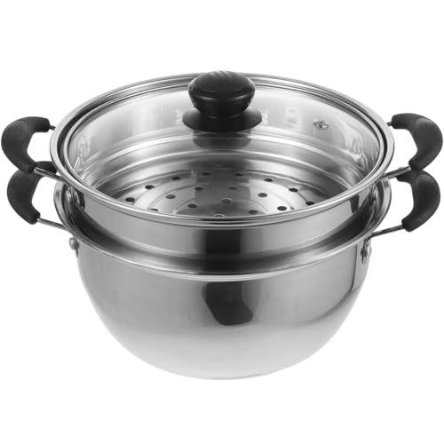 Alipis Edelstahl Dampfgarer 20 Cm Suppentopf Mit Deckel 2-Schichtig Induktionsgeeignet Für Gemüse Dämpfen Und Suppen Kochen in Der Küche