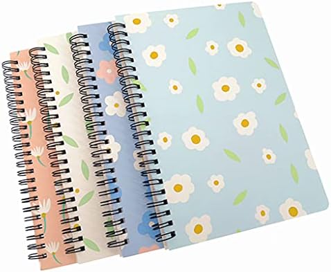 Alimitopia 4 Pack A5 Spiral Notebook Journal,Wirebound Ruled Sketch Book NotePad Diary Memo Planner,A5 Size(8.3X5.7) & 80 sheets (Little flower)