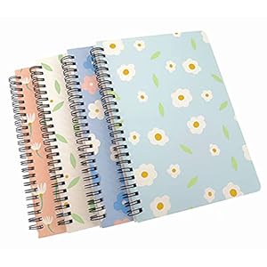 4 Pack A5 Spiral Notebook Journal,Wirebound Ruled Sketch Book Notepad Diary Memo Planner,A5 Size(8.3X5.7) & 80 Sheets (Little Flower)