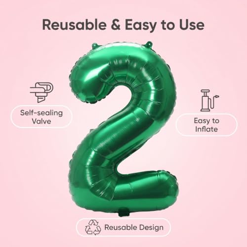Image of YPSelected 32 Inch Large Foil Helium Number Balloon Birthday Wedding Party 0-9 (Green, 2)