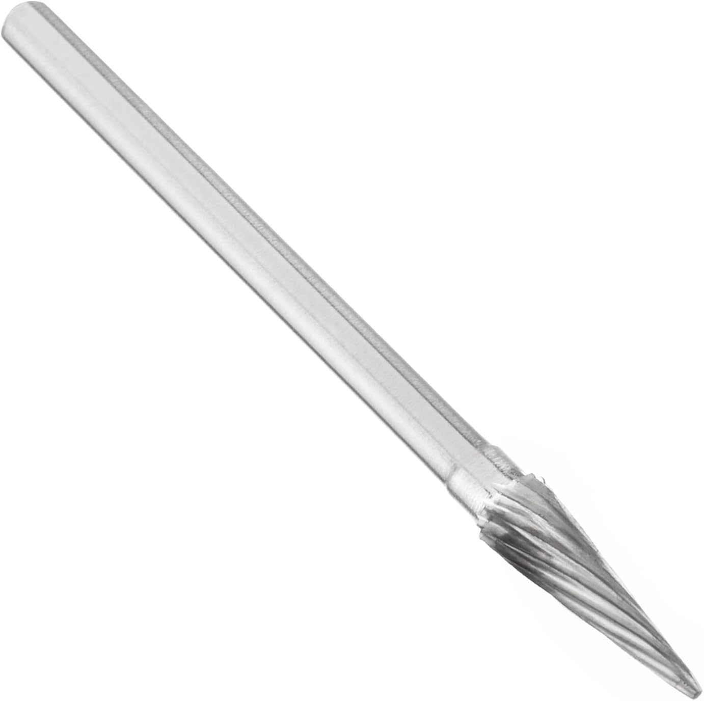 Auniwaig Tungsten Carbide Rotary Burr 3mm / 1/8" Shank, 4mm Head Size Single Cut Conical Carving Burr Bits, for Woodworking, Drilling, Metal Carving, Engraving, Polishing