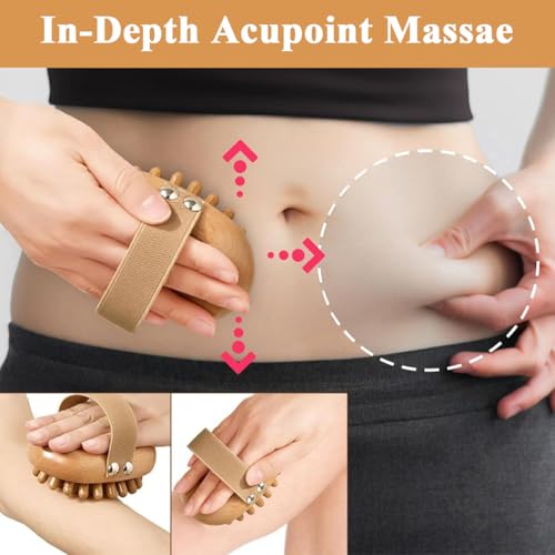 Image of HANNEA Wooden Head Massager Stress Relax Wooden Scalp Massager Self-Care Meridian Brush for Belly Fat Lymphatic Drainage Tool Wood Therapy Massage Tools for Cellulite Remover