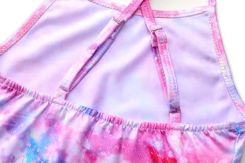 Image of iLover Girls Sparkle One Piece Swimsuits Crossback Swimwear Beach Bathing Suit with Adjustable Strap 4-10 Years