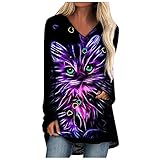 ZGNB Pullover Damen,Damen Lange Bluse Baumwolle Button Down Hemd Oversize Langarmshirt für Freizeit