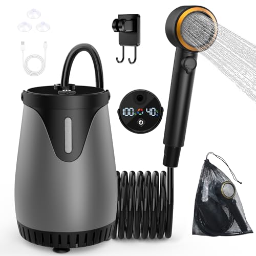 Ducha portátil para camping dessports, bomba recargable de 6000mAh para exteriores