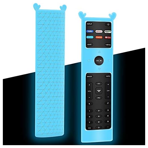 Silicone Protective Case for Vizio New XRT136 Smart HDTV LCD LED TV Remote Control,[Thicken Layer] XRT136 Remote Replacement Case,[Cute Heart Shape] Vizio Remote Bumper Battery Back Covers-Glowblue