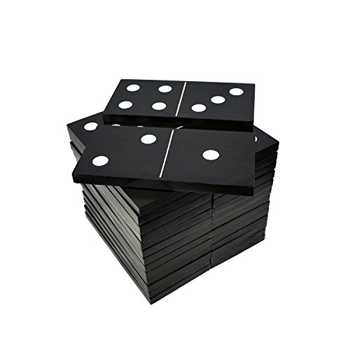 Get Out! Giant Wooden Dominoes 28-Piece Set & Bag – Jumbo Black Color Wood & White Numbers, Kids Adults Outdoor Games - Thumbnail 4