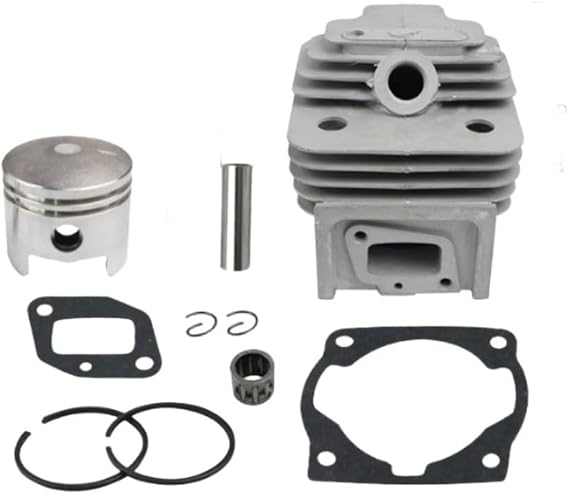 44mm Cylinder and for Piston Kit for 52CC 44-5 Motor Brush Cutter, Metal Replacement Set with Rings and Pins for Grass Trimmer Repair(A)