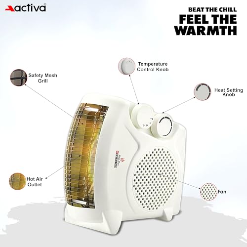 Image of ACTIVA Heat Max Mark - 1 (2000 Watts) with 2 Heating Mode full ABS body Electric Fan Room Heater Come with 1 Year warranty (White)