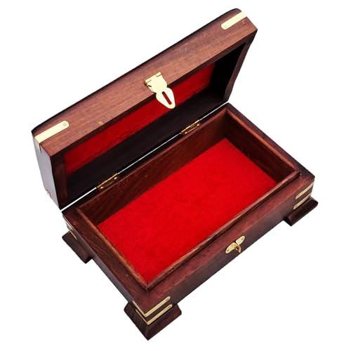 Image of Rosewood Decorative Money Box for Good Luck| Organizer for Cash,Money| Storage Kit | Gift (8X5 Inches, Art Deco Pedestal)