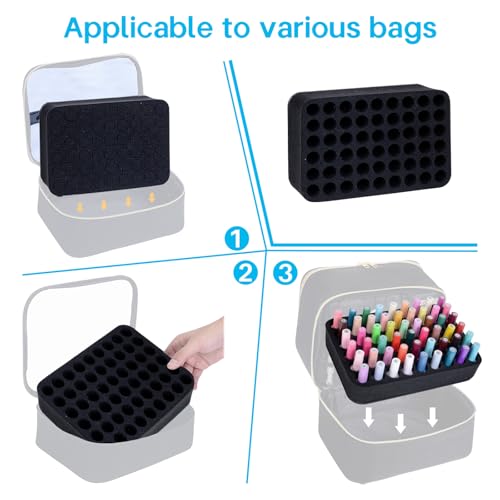 Image of Nail Polish Organizer Holder Foam Pad with Slots for Storage 54 Bottles (15ml /0.5fl.oz) Nail Polish or Essential Oil Tray for Drawers Black
