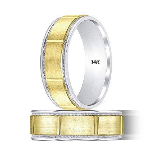 Amazon.com: Gold Wedding Bands for Women – Handmade Two Tone Gold - 14k ...