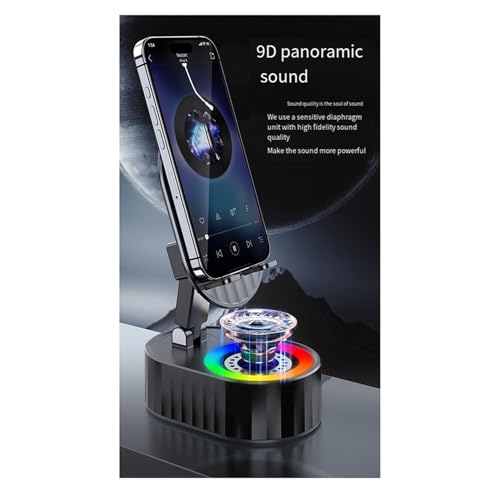 Haut-parleur bluetooth inductif sur support de téléphone pliable noir - 3