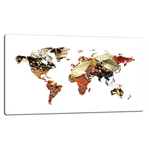 TMK Tabla de cortar de cristal, placa de cristal de 1 pieza, placa de corte de cristal, protección contra salpicaduras, placa de cristal universal, 52 x 30 cm, diseño de especias