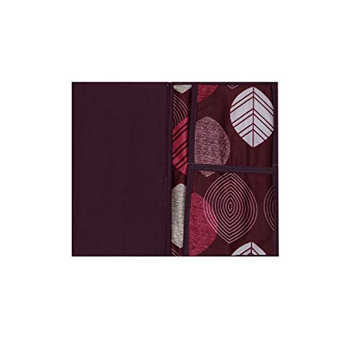 Image of KANUSHI Industries Microwave /Oven Top Cover with 4 Utility Pockets (VAR1-MICRO-MAROON-LONG-LEAVES)