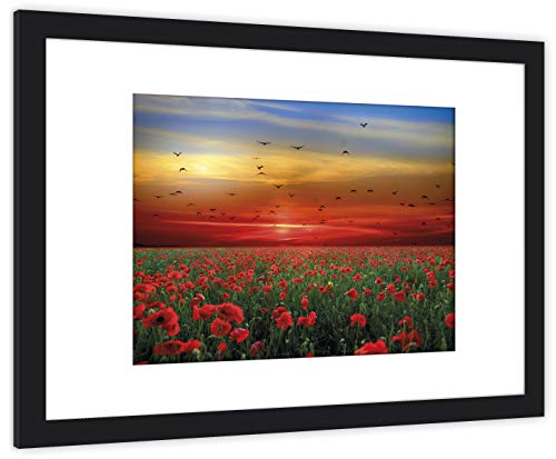 GaviaStore Art Prints - Fotograf�a con Marco - 70x50 cm - cuadros Pintura Cartel Mueble Art hogar impresi�n decoraci�n casa Sala Poster Cuadro Imagen Enmarcad wall art picture (Amapolas)
