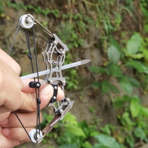 Mini Compound Bow and Arrow Set Stainless Steel Bow and Arrow Adult for Hunting and Archery Enthusiasts Fun Gift for Adults Target Shooting Practice Archery Entertainment - Thumbnail 2