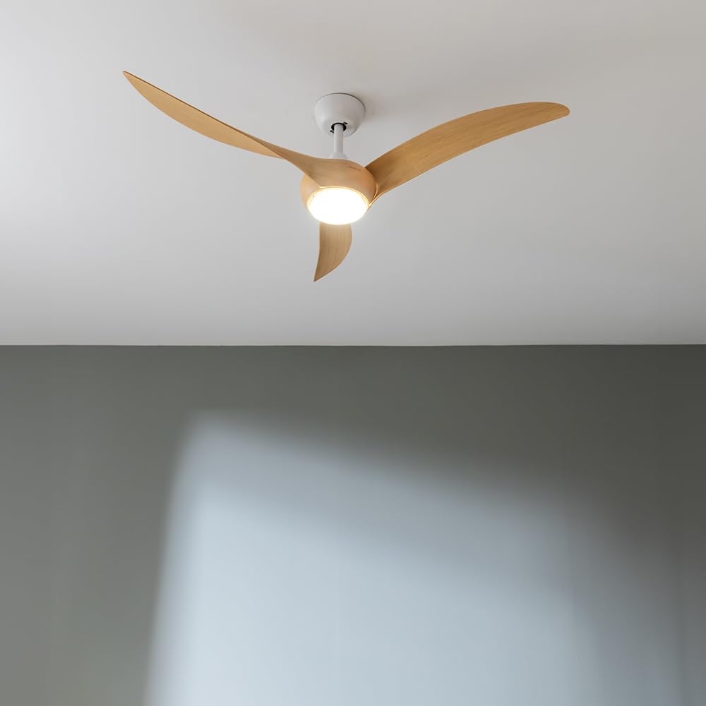 Cecotec Ventilatore da Soffitto con Luce EnergySilence Aero 5295 WhiteWood. 40 W, Diametro 137 cm, Lampada a LED, Telecomando, 6 Velocità, Timer Fino a 8 Ore, 3 Pale, Estate/Inverno,