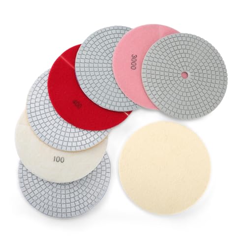 Image of 8PCS Diamond Polishing Pads 7 Inch, Wet /Dry Concrete Polish Tools Kit for Drill, Grinder, Polisher, 50-3000 Grit Polishing Set for Marble Granite Quartz Stone