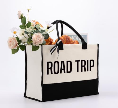 EDCTO Canvas Tote Bag, Cotton Canvas Tote Bag, Creative Gifts for Women Friend Her, Canvas Tote Bags for Women, Womens Weekend Bag, Gift for Road Trip Camping Picnic Beach Travel Vacation Short Trip3