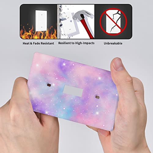 Purple Sparkle Light Switch Cover Wall Plate, Bling Star Single Toggle Light Switch Covers, 1 Gang Switch Plate Covers Wall Plates Decorative For Kitchen Bedroom Living Room 4.5" X 2.76" #TOP2